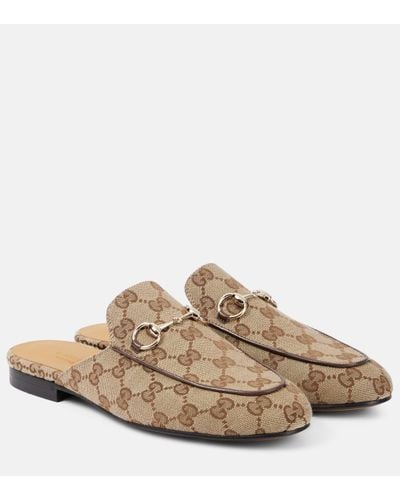 Gucci Princetown GG Canvas Mules - Natural