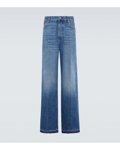 Valentino Jeans anchos de tiro medio - Azul