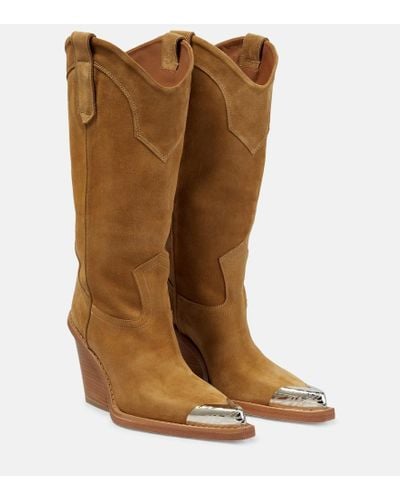 Paris Texas Dakota Suede Cowboy Boots - Brown