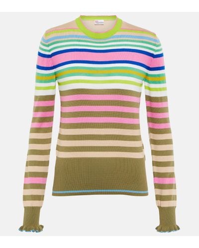 RED Valentino Cotton And Wool-blend Jumper - Green