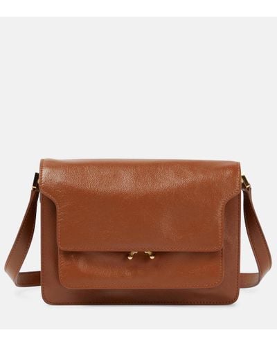 Marni Trunk Medium Leather Shoulder Bag - Brown