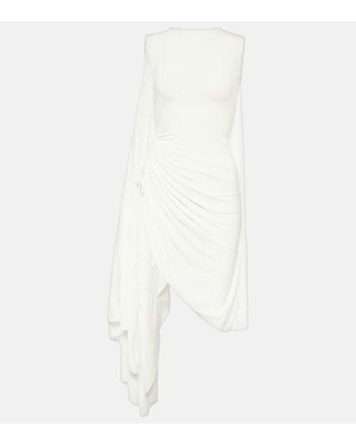 Alaïa Asymmetric Draped Jersey Minidress - White