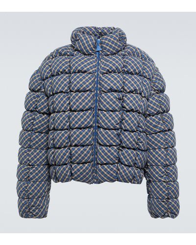 ERL Checked Cotton Down Jacket - Blue