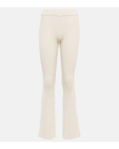 Ami Paris Ribbed-knit Trousers - Natural