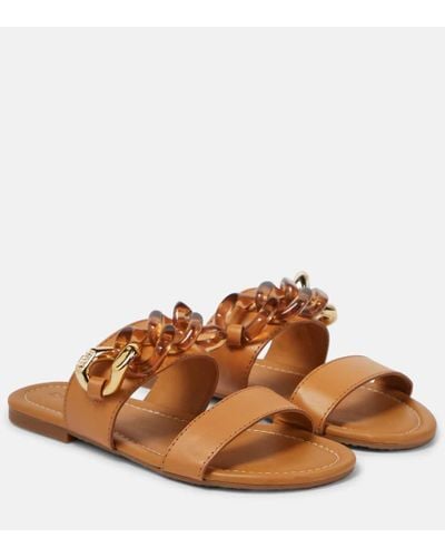 See By Chloé Kaddy Leather Slides - Brown