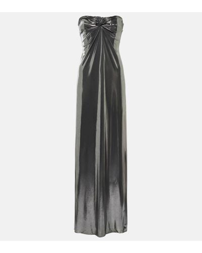 Magda Butrym Ruched Metallic Jersey Gown - Grey