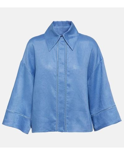 Max Mara Camisa oversized Robinia de lona de lino - Azul