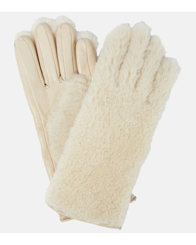 Chloé Handschuhe aus Shearling und Leder - Natur