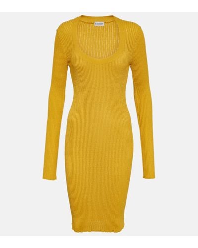 Burberry Ribbed-knit Wool-blend Midi Dress - Yellow