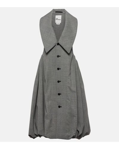 Noir Kei Ninomiya Checked Wool Midi Dress - Gray