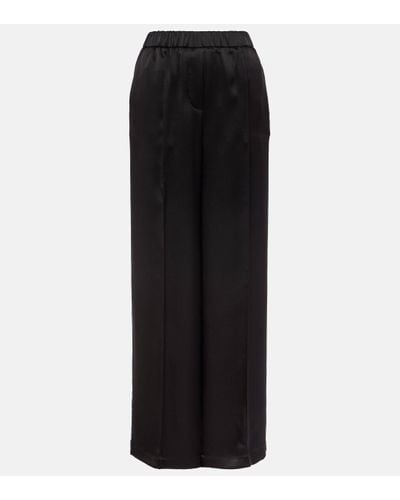 Loewe Silk Wide-leg Trousers - Black