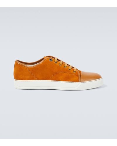 Lanvin Dbb1 Suede And Leather Trainers - Orange