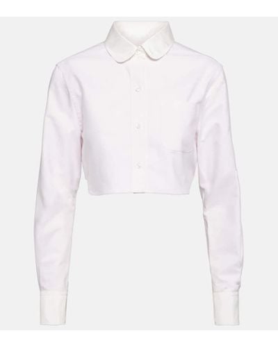 Thom Browne Camisa de algodon cropped - Blanco