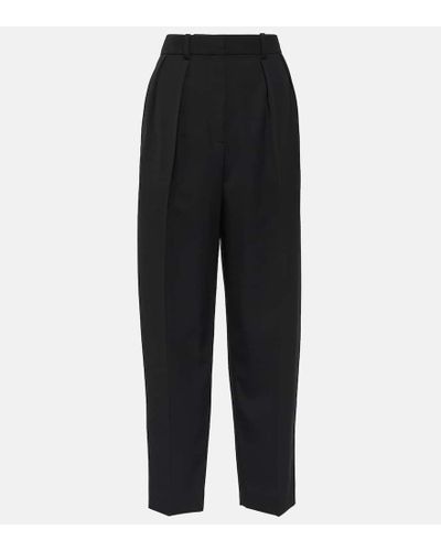 The Row Corby High-rise Wool Twill Straight Pants - Black