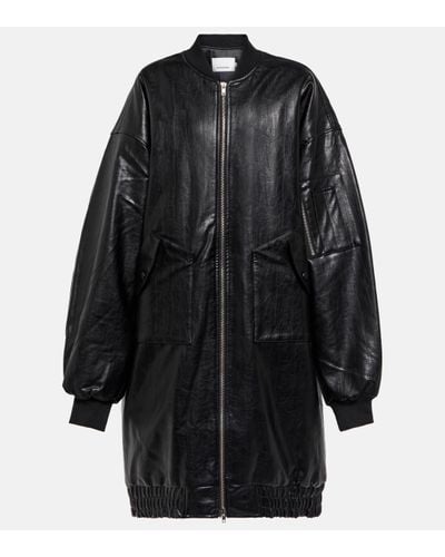 Frankie Shop Oversized Faux Leather Bomber Jacket - Black