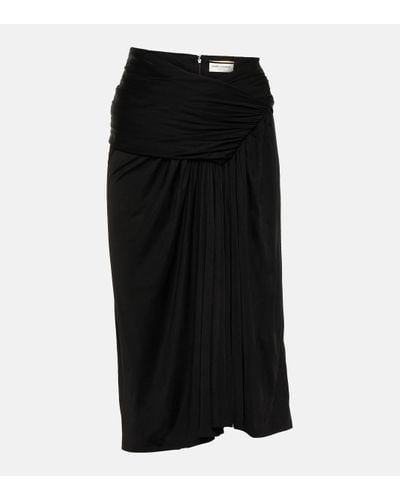 Saint Laurent Ruched Jersey Pencil Skirt - Black