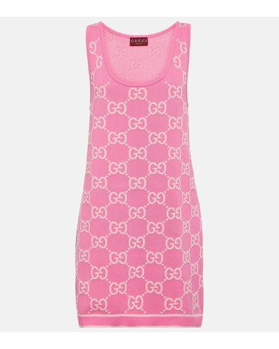 Gucci GG Cotton Jacquard Minidress - Pink