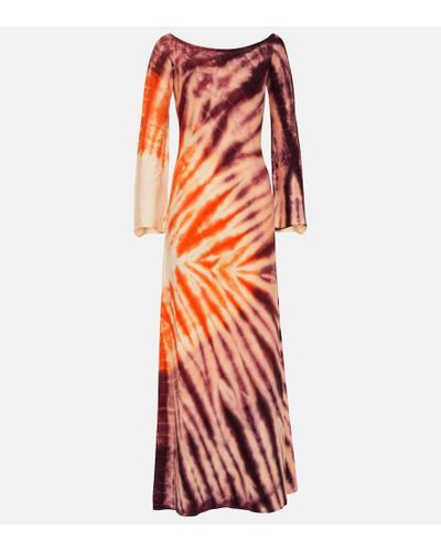 Gabriela Hearst Kells Tie-dye Off-shoulder Maxi Dress - Orange