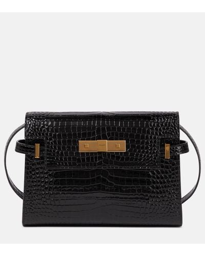 Saint Laurent Manhattan Small Leather Shoulder Bag - Black