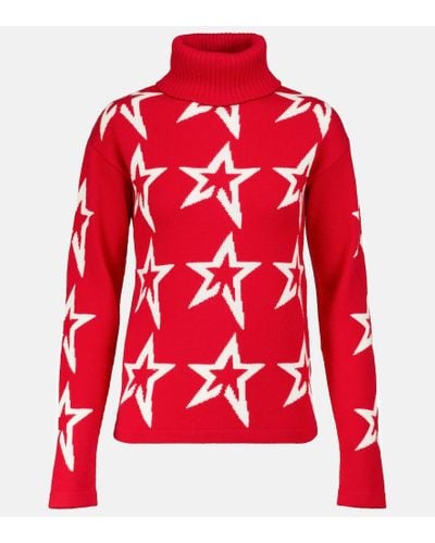 Perfect Moment Star Dust Wool Turtleneck Sweater - Red