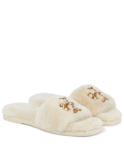 Tory Burch Jewelled Shearling Slides - Multicolour