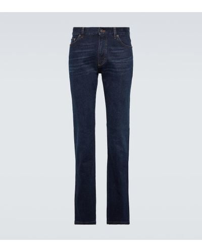 Zegna Low-Rise Slim Jeans Roccia - Blau
