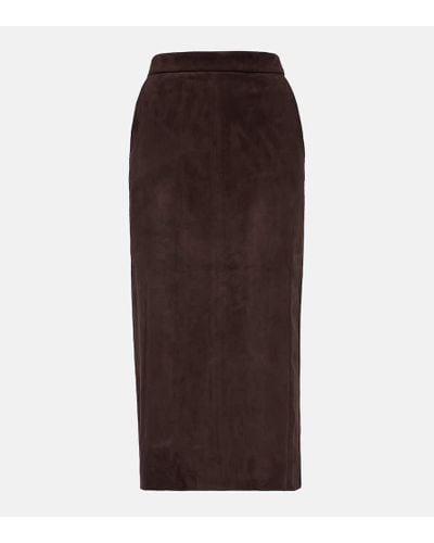 Stouls Taylor Suede Midi Skirt - Brown