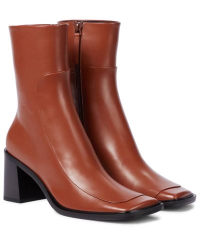 The Row Patch Leather Ankle Boots - Brown