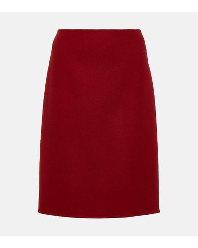 The Row Bart Cashmere Pencil Skirt - Red