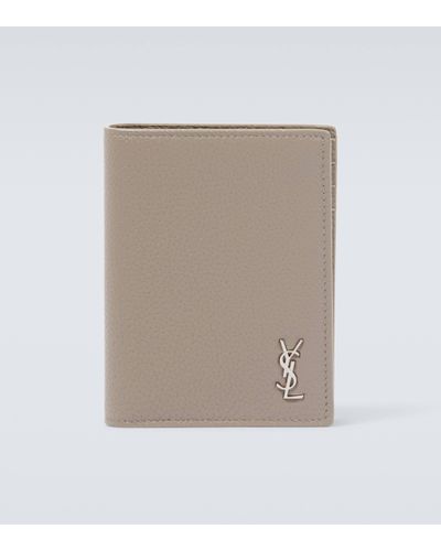 Saint Laurent Tiny Cassandre Leather Bifold Wallet - Natural
