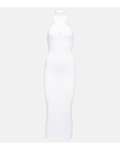 Alaïa Halterneck Bodycon Midi Dress - White