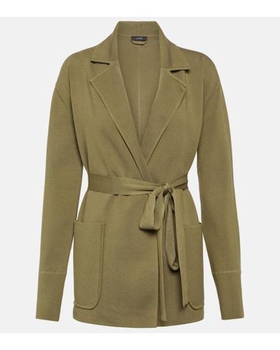 JOSEPH Silk-blend Wrap Coat - Green