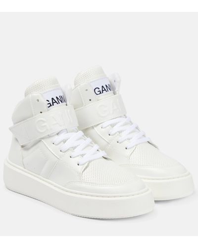 Ganni Baskets en cuir synthetique - Blanc