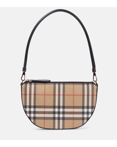 Burberry Olympia Pouch Checked Shoulder Bag - Metallic