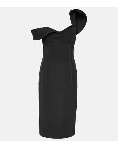 Bottega Veneta One-shoulder Wool Bustier Dress - Black
