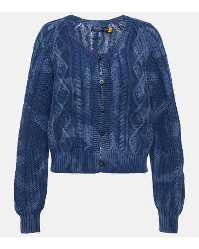Polo Ralph Lauren Cardigan Aran aus Baumwolle - Blau
