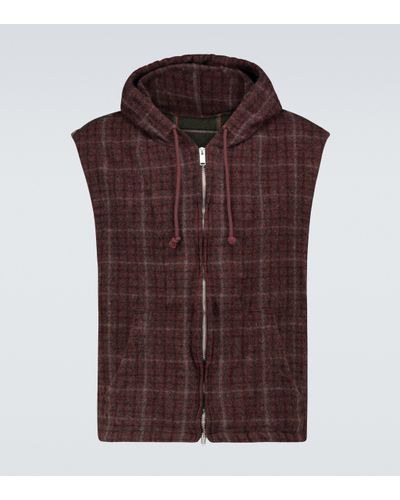 Undercover Checked Wool Gilet With Hood - Multicolor