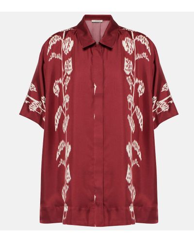 Asceno Camisa Montauk de sarga de seda - Rojo