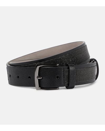 Brunello Cucinelli Embellished Leather Belt - Black