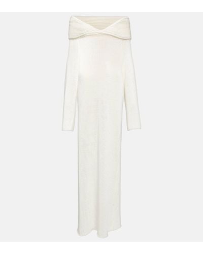 Khaite Cyra Knitted Cotton-blend Maxi Dress - White