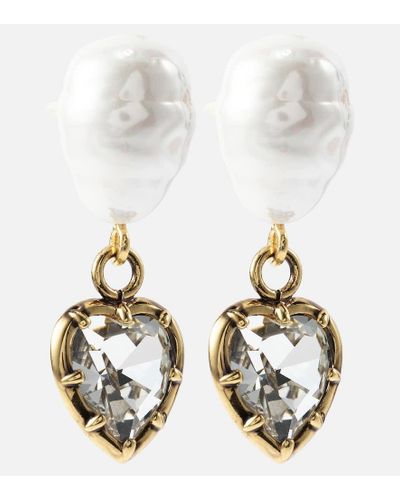 Erdem Embellished Faux Pearl Drop Earrings - Metallic