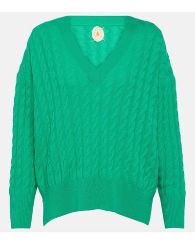Jardin Des Orangers Cable-knit Wool And Cashmere Jumper - Green