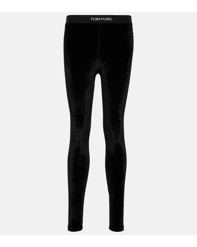 Tom Ford Legging en velours a logo - Noir