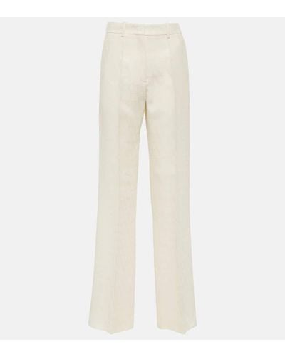 Valentino High-rise Wool And Silk Wide-leg Pants - Natural