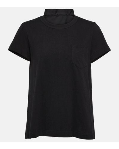 Sacai Pleated Cotton Jersey T-shirt - Black