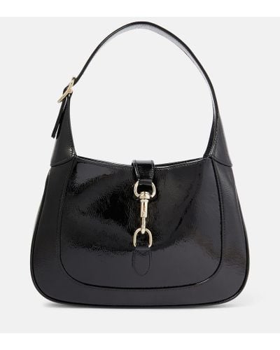 Gucci Jackie Small Patent Leather Shoulder Bag - Black