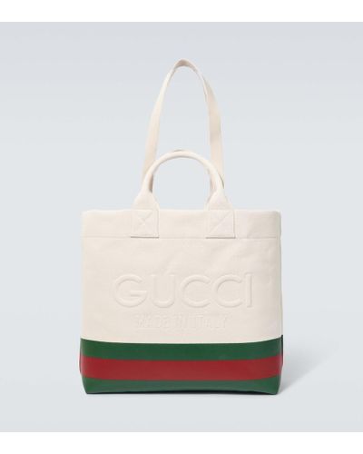 Gucci Tote de lona con logo - Blanco