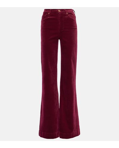 7 For All Mankind Pantalon evase a taille haute - Rouge