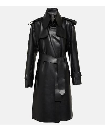 Norma Kamali Faux Leather Trench Coat - Black