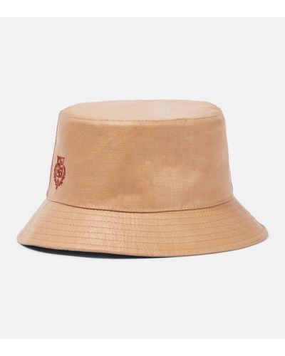 Loro Piana Logo Linen Bucket Hat - Natural